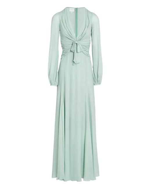 Giambattista Valli Green Tie-Detail Long-Sleeved Maxi Dress