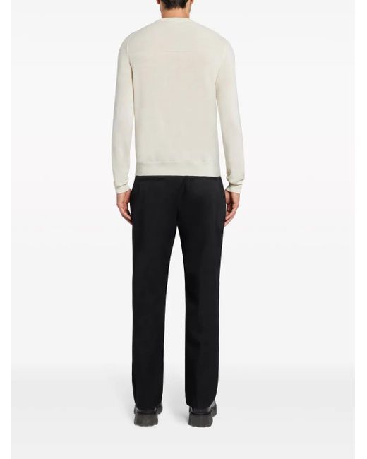 Jil Sander White Crew-Neck Sweater for men