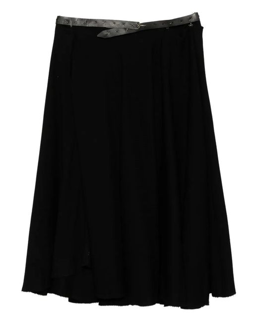 Ma+ Black Frayed A-Line Skirt