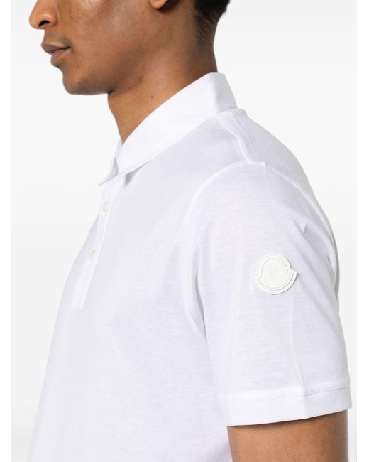 Polo en coton à logo appliqué Moncler pour homme en coloris White