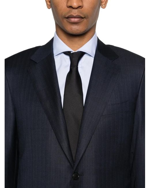 Canali Blue Herringbone Buttoned Suit for men