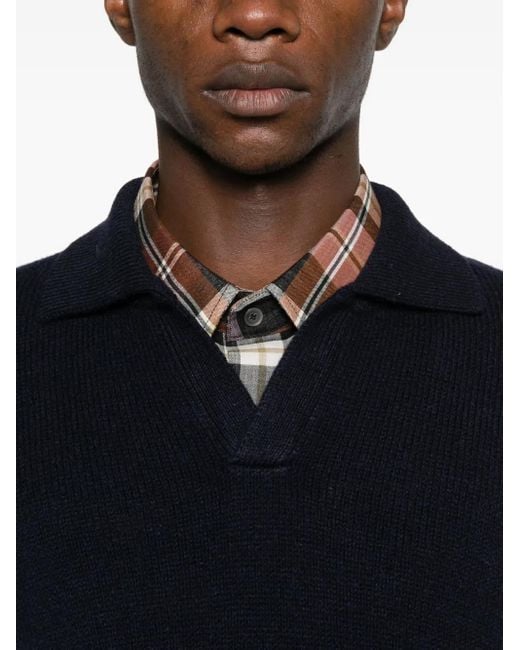 Scaglione Black Collared Sweater for men
