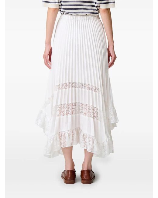 Claudie Pierlot White Floral Pleated Skirt