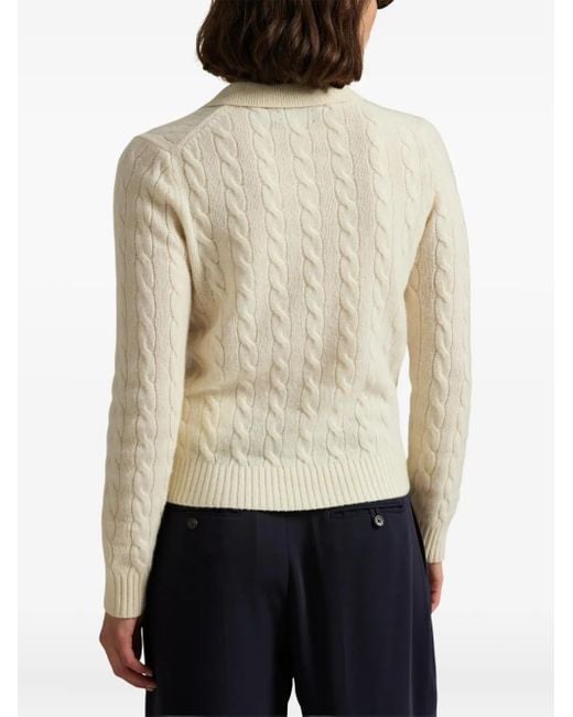 Polo Ralph Lauren White Polo-Pullover mit Zopfmuster