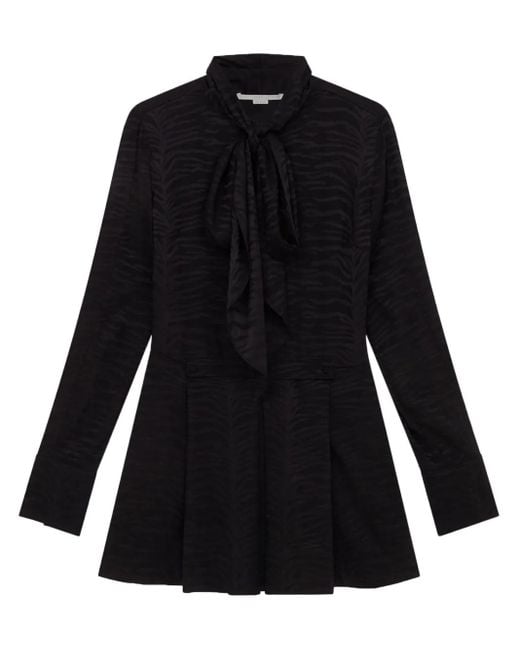 Stella McCartney Black Tiger-Print Organic Silk Minidress