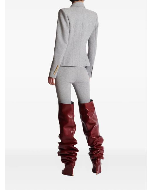Balmain Gray Six-Button Cotton Knit Jacket