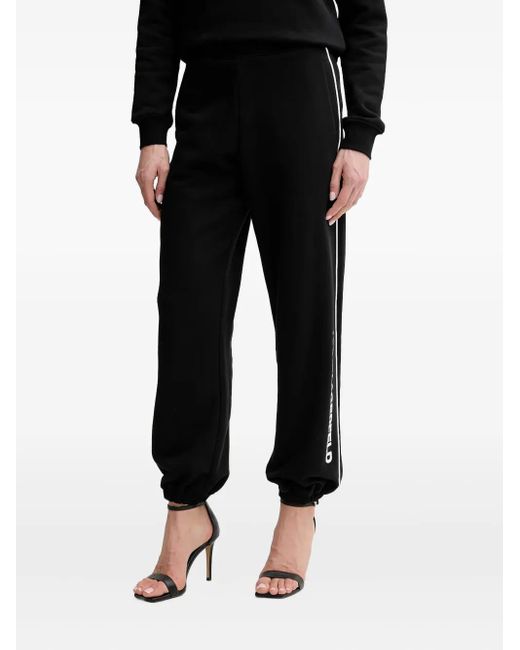 Karl Lagerfeld Black Logo-Detail Side-Stripe Trousers