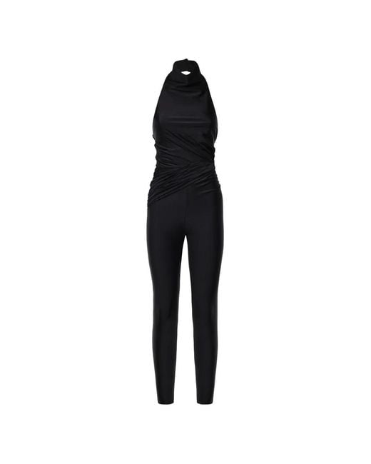 ANDAMANE Black Tatiana Ruched Halterneck Jumpsuit