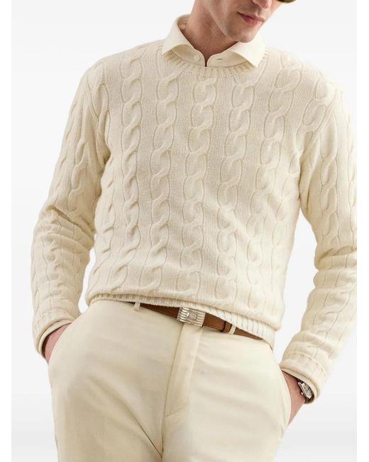 Ralph Lauren White Cable-Knit Cashmere Sweater for men