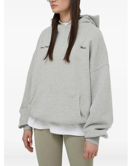 »preach« Gray Embroidered-Logo Cotton Hoodie