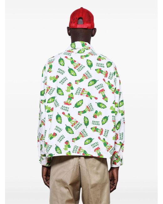 SAINT Mxxxxxx Green Pattern-print Shirt Jacket for men