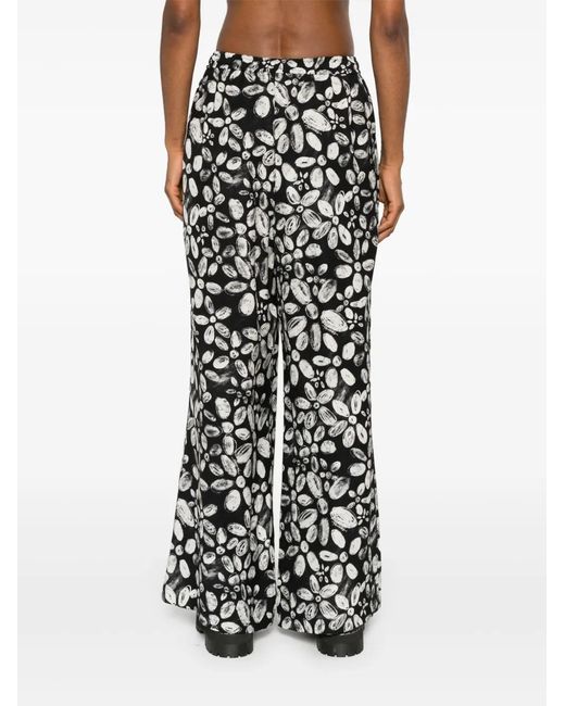 Marni Black Floral Crepe Straight Trousers