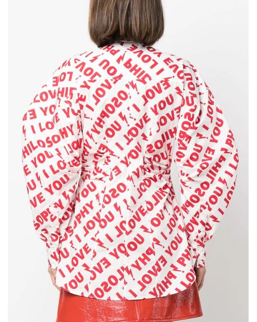 Philosophy Di Lorenzo Serafini Red Logo-Print Cotton Shirt