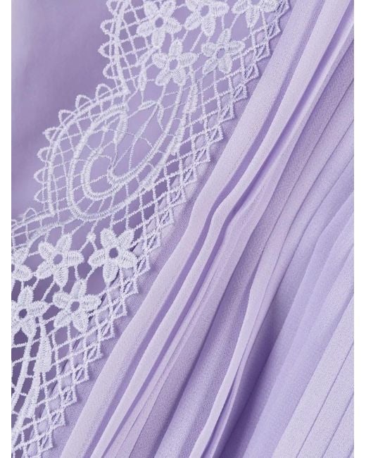 Self-Portrait Blue Lilac Chiffon Mini Dress