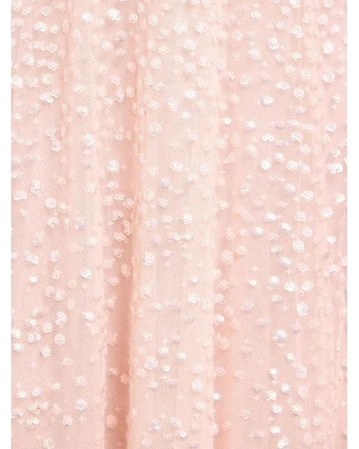 Abito A Maniche Lunghe Con Paillettes di Needle & Thread in Pink