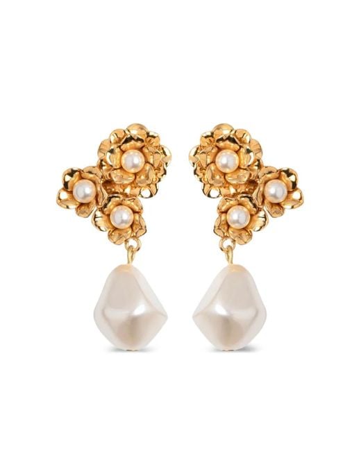 Jennifer Behr Metallic Romina Flower-Pearl Earrings