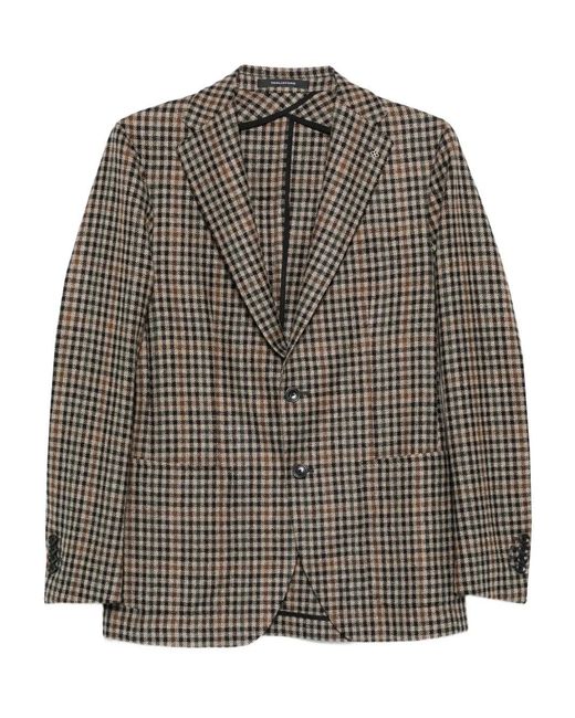Tagliatore Gray Gingham-Check Blazer for men