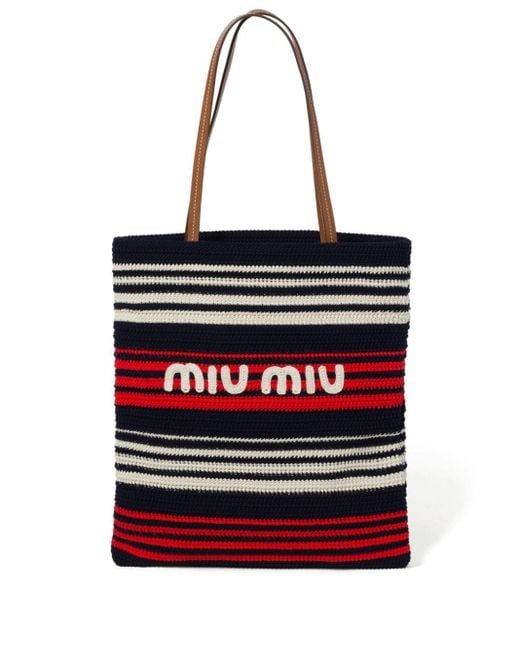Miu Miu Red Crochet Tote Bag