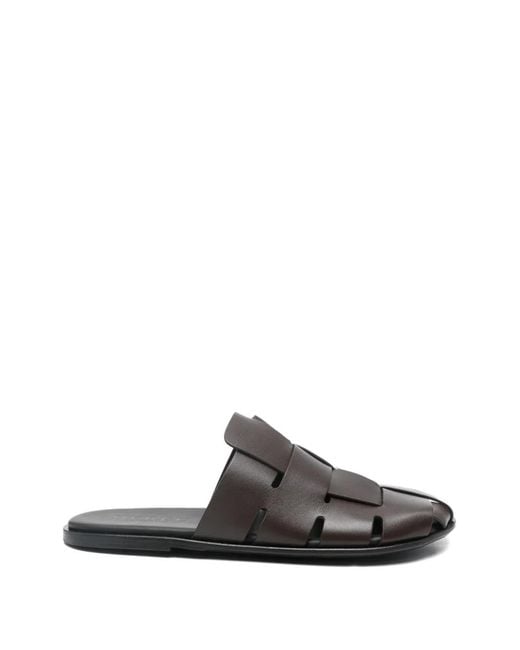 Hereu White Dira Slim Woven Leather Sandals for men