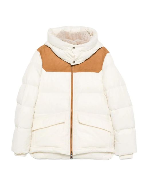 KIRED White Suede-Panelled Puffer Jacket for men