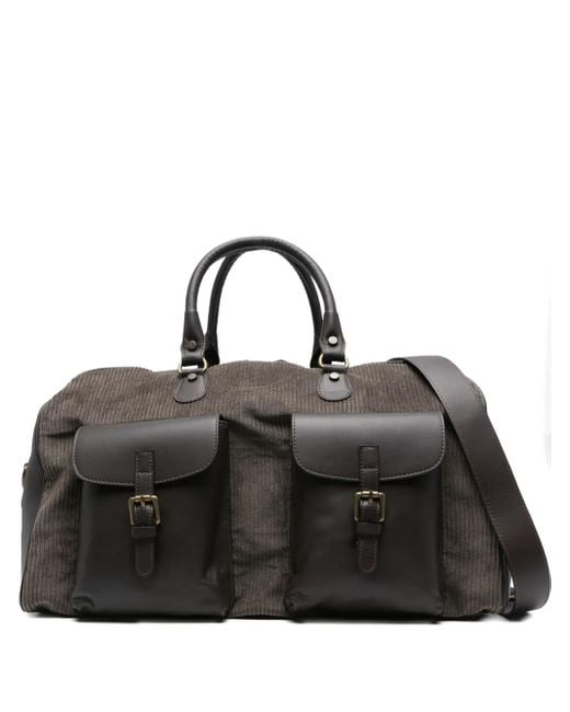 Barba Napoli Reisetasche Aus Cord Mit Lederbesatz in Black für Herren