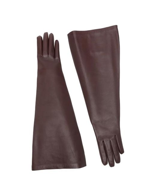 YVES SAINT LAURENT レザーグローブ ブラウン Saint Laurent レザーグローブ ブラウン | Lyst