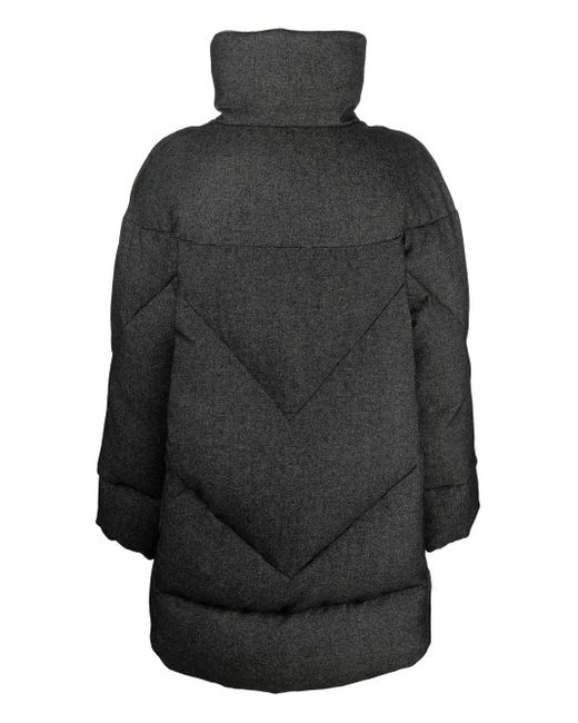 Eleventy Black Quilted Shearling-Lined Coat