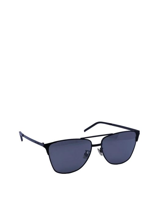 Saint Laurent Blue Square-Frame Double-Bridge Sunglasses