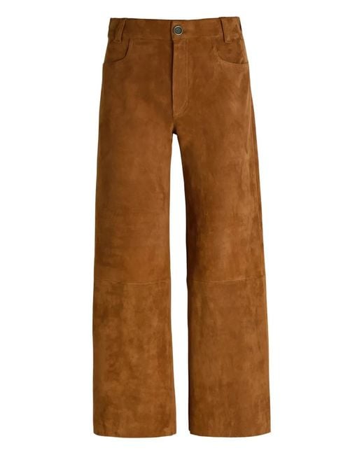 Stouls Brown Buttoned Leather Trousers