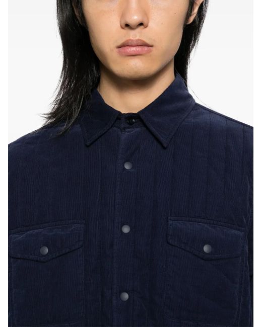 Aspesi Blue Padded Velvet Shirt Jacket for men