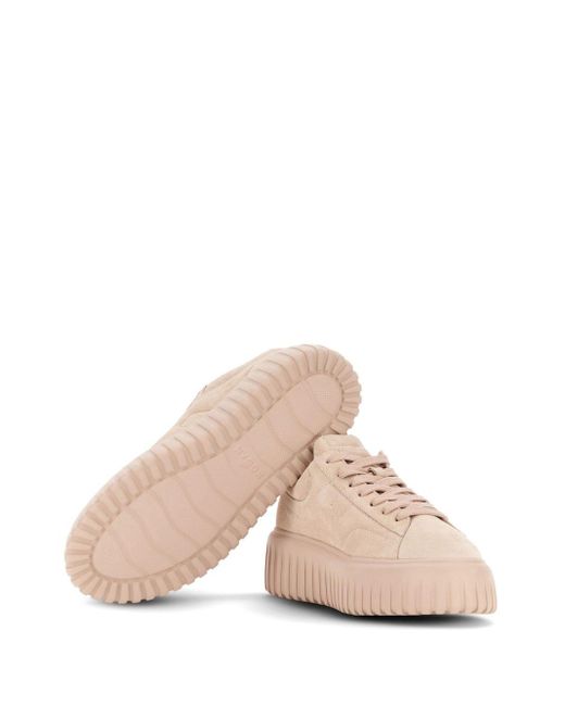 Hogan Pink H-stripes Leather Sneakers