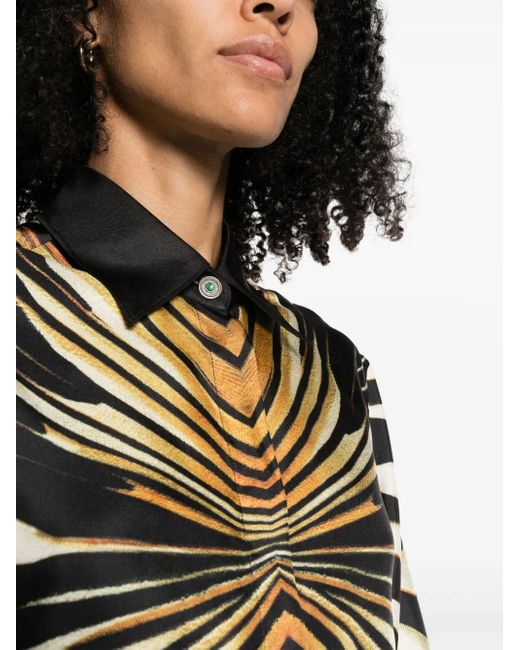 Roberto Cavalli Black Abstract-Pattern Print Silk Shirt