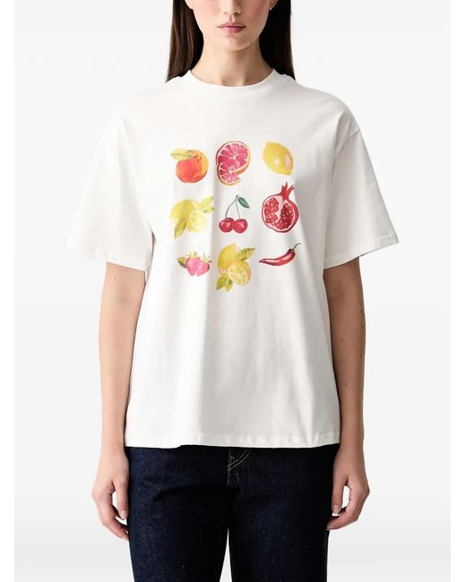 Never Fully Dressed White Fruit-Print T-Shirt