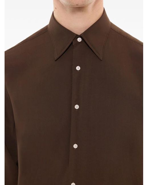 Fursac Brown Long-Sleeve Button-Down Shirt for men