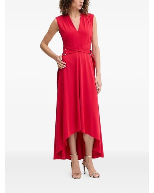DKNY Red Ring Belted Midi Dress