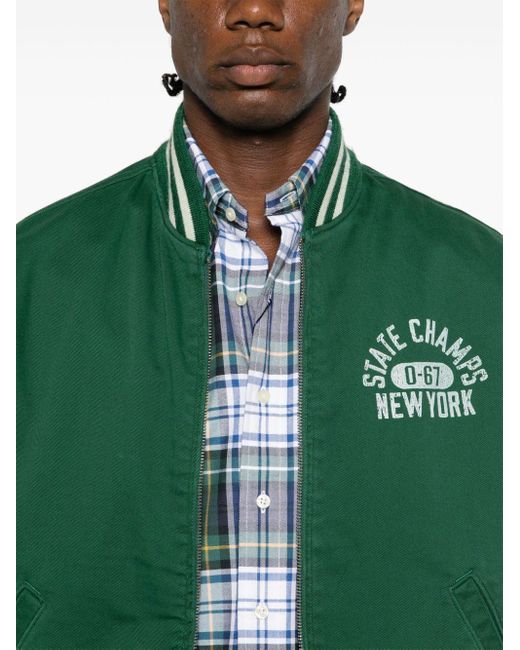 Polo Ralph Lauren Green Varsity Cotton Bomber Jacket for men