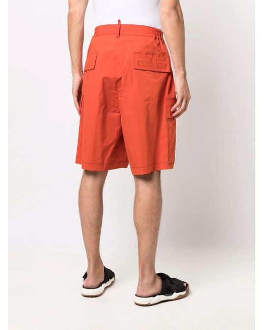 DSquared² Orange Pantalon Cargo À Surpiqûres Contrastantes for men