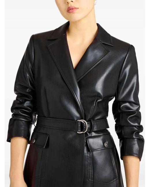 Cinq À Sept Black Belted Lapel Mini Dress
