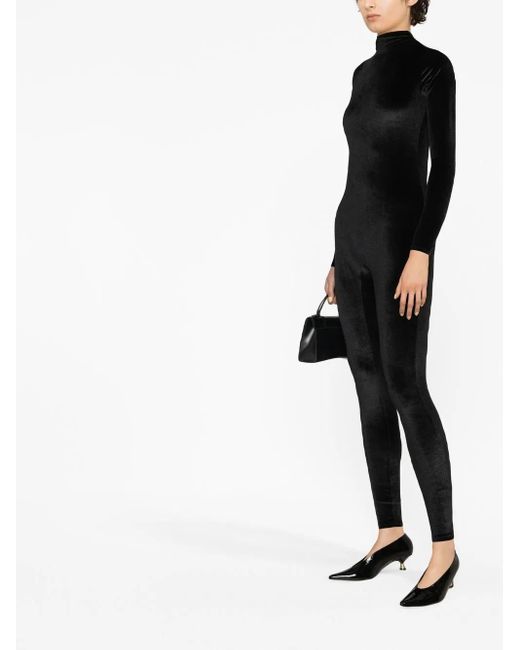 Atu Body Couture Black Long-Sleeve Velvet Jumpsuit