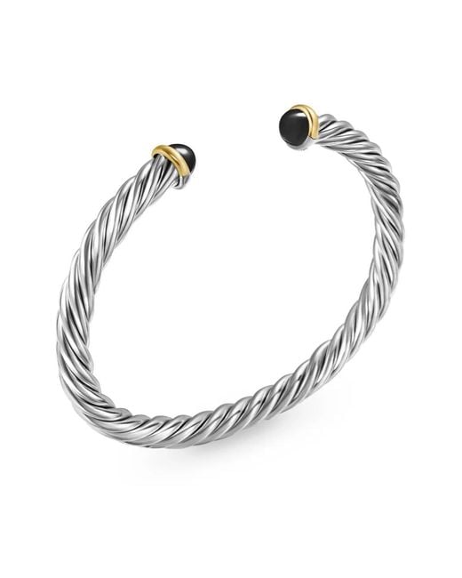 David Yurman White 14Kt And Sterling Cable Cuff Bracelet (6Mm) for men