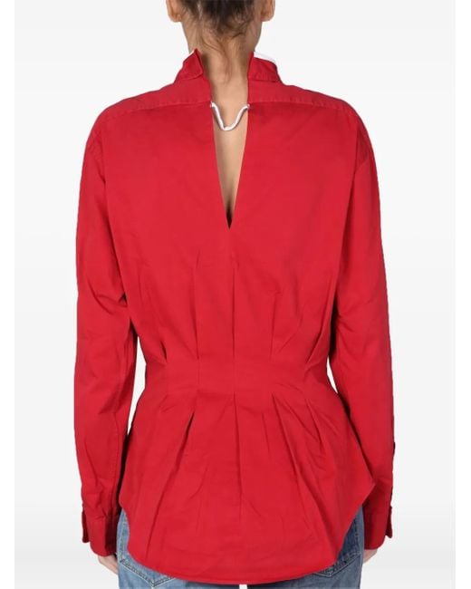 1/OFF Red Buttoned Pleated Shirt