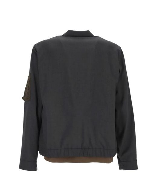 Sacai Black Button Zip Jacket for men