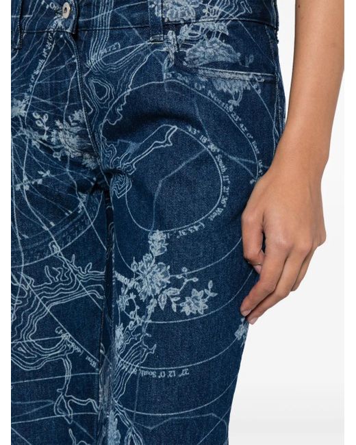 Off-White c/o Virgil Abloh Blue Graphic-Print Flared Jeans