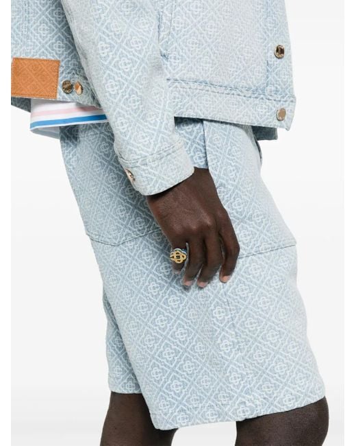 Casablanca Blue Monogram-Patterned Shorts for men