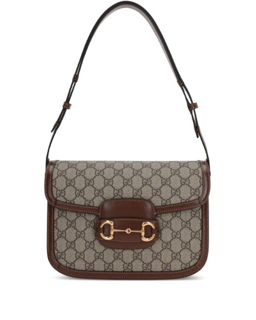 Gucci Gray Gg Supreme Horsebit 1955 Shoulder Bag