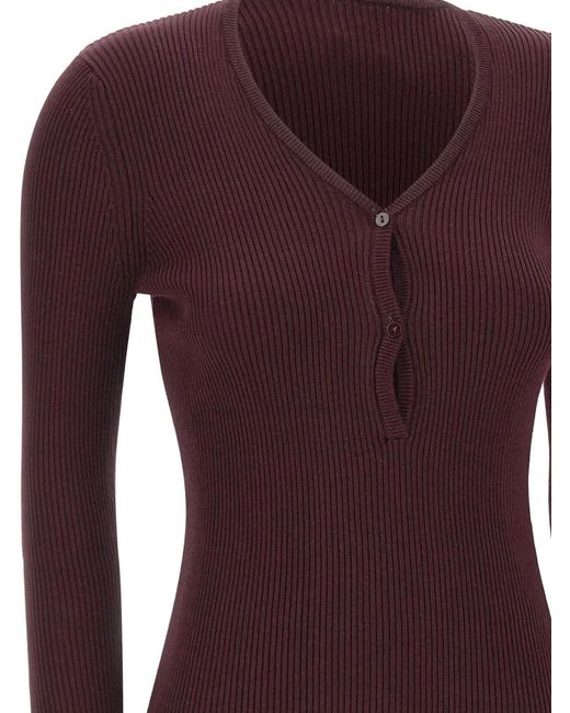 Herskind Purple Oscar Ribbed V-Neck Sweater
