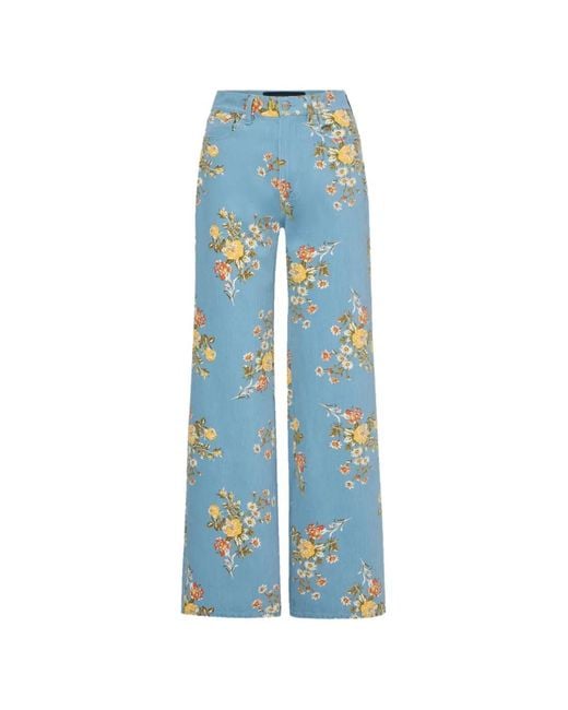 Veronica Beard Blue Taylor Floral-Print Jeans