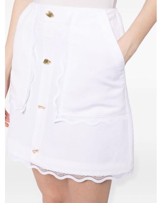 Aje. White Reva Wave-trim Miniskirt
