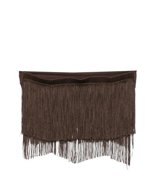 Bless Brown Dara Fringe-Detail Cotton Top