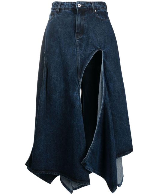 Y. Project Blue High-waist Cut-out Denim Skirt